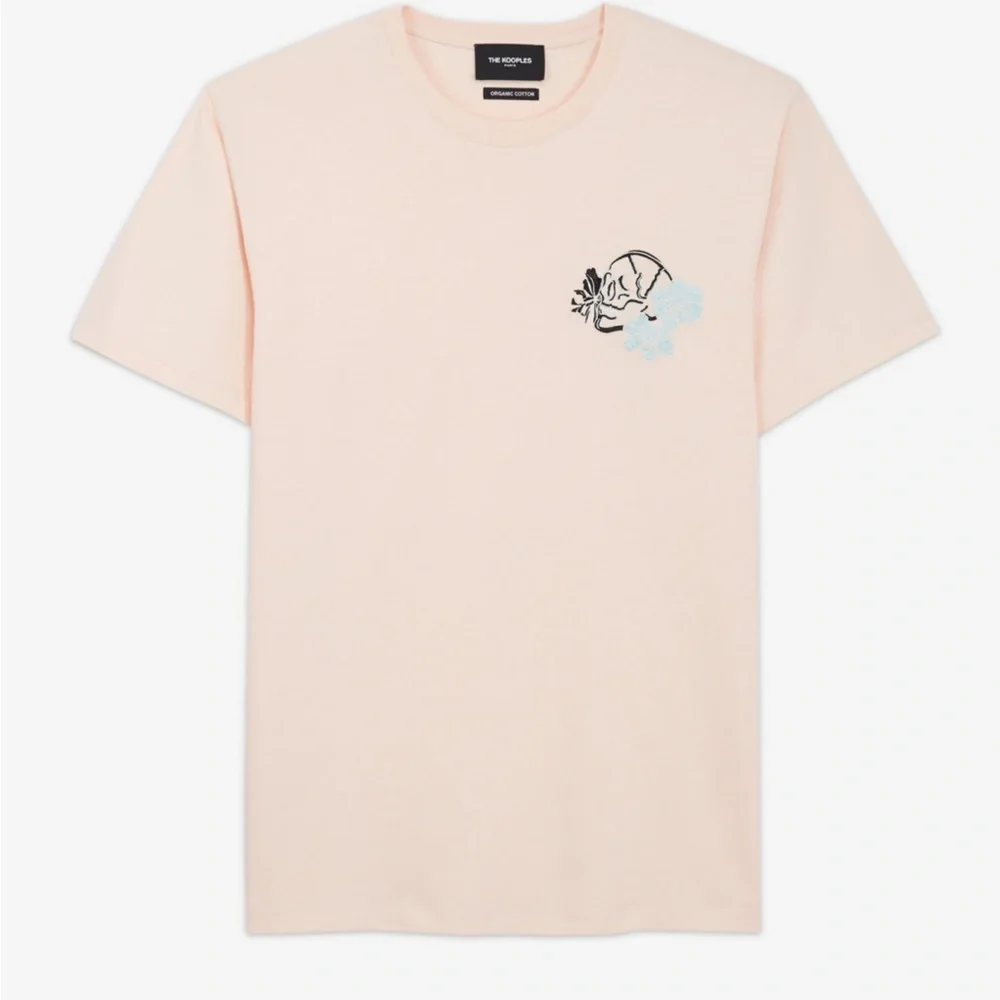 The Kooples 100% Cotton Pink Embroidered Skull T-Shirt Size L - Picture 1 of 9